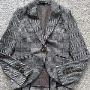 Chic Black and White Plaid Blazer